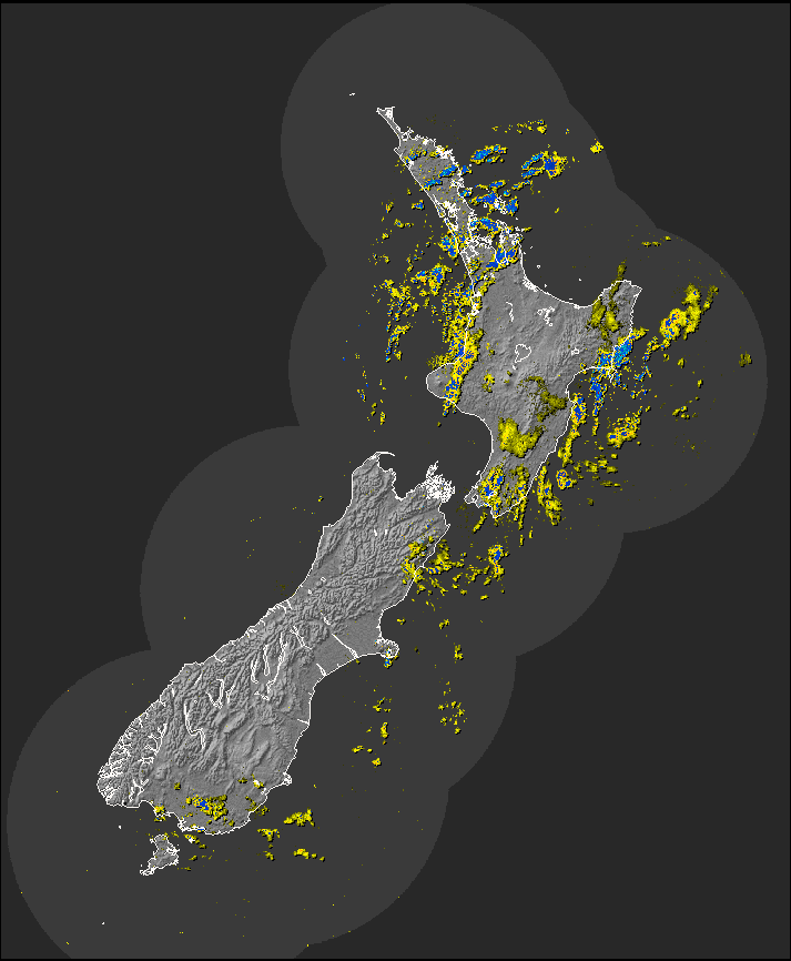 Live / Real time NZ rain radar for 8:35pm on Wed 29 May 2024