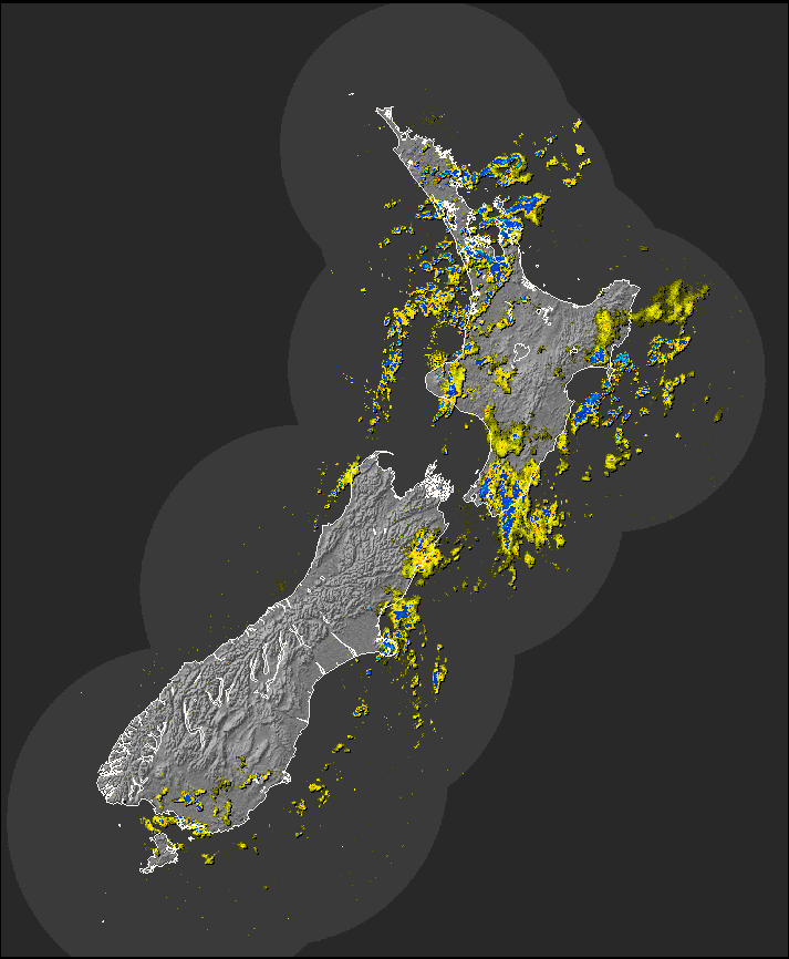 Latest 24 hours NZ rain radar for 7:05pm on Wed 29 May 2024