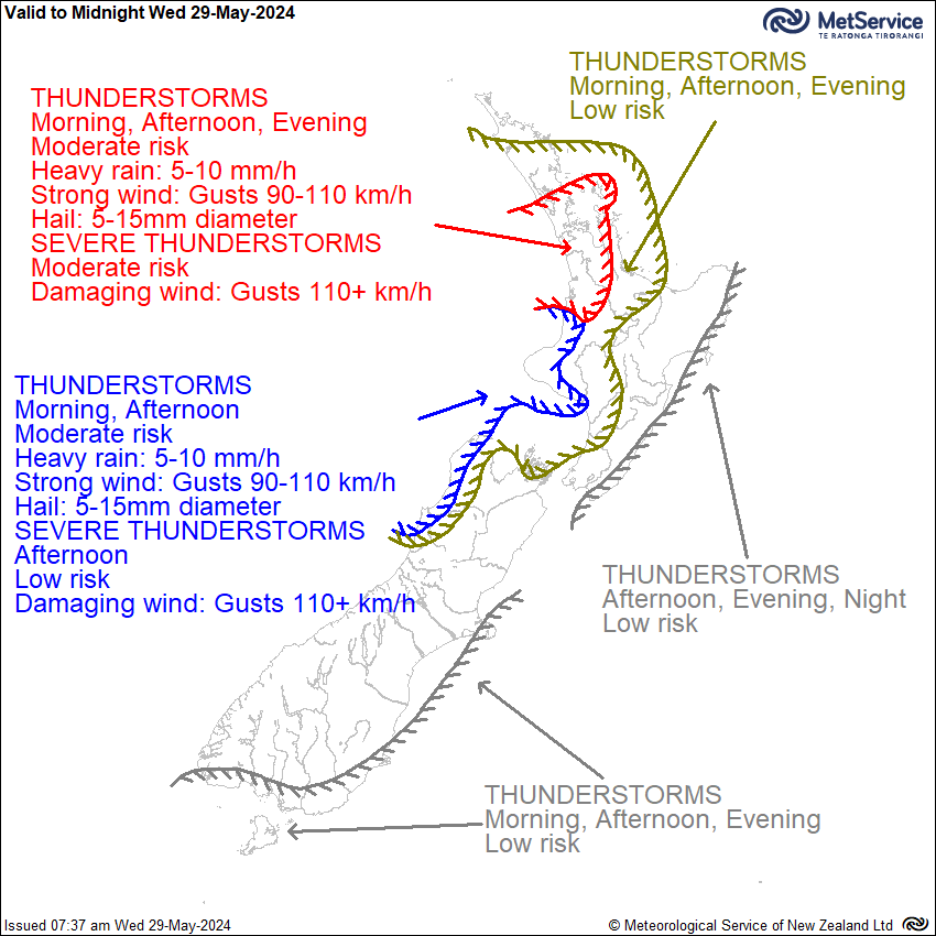 Thunderstorm outlook for New Zealand