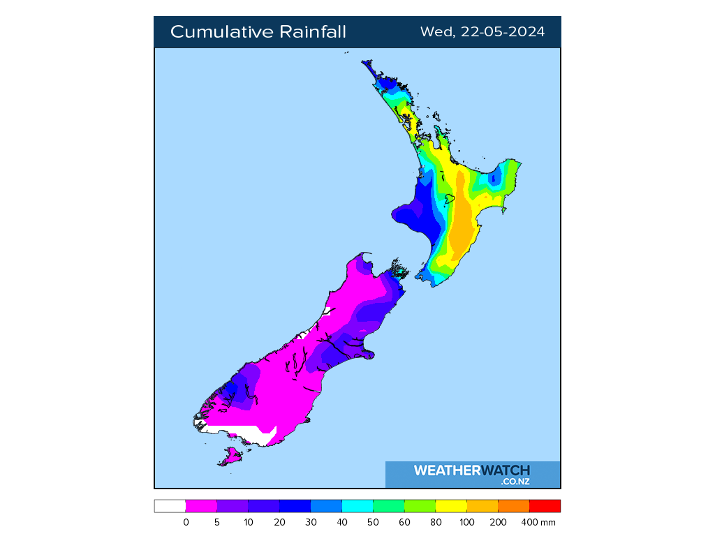 Cumulative rainfall for 6:01am on Wed 22 May 2024