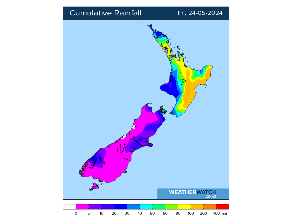 Cumulative rainfall for 6:01am on Fri 24 May 2024