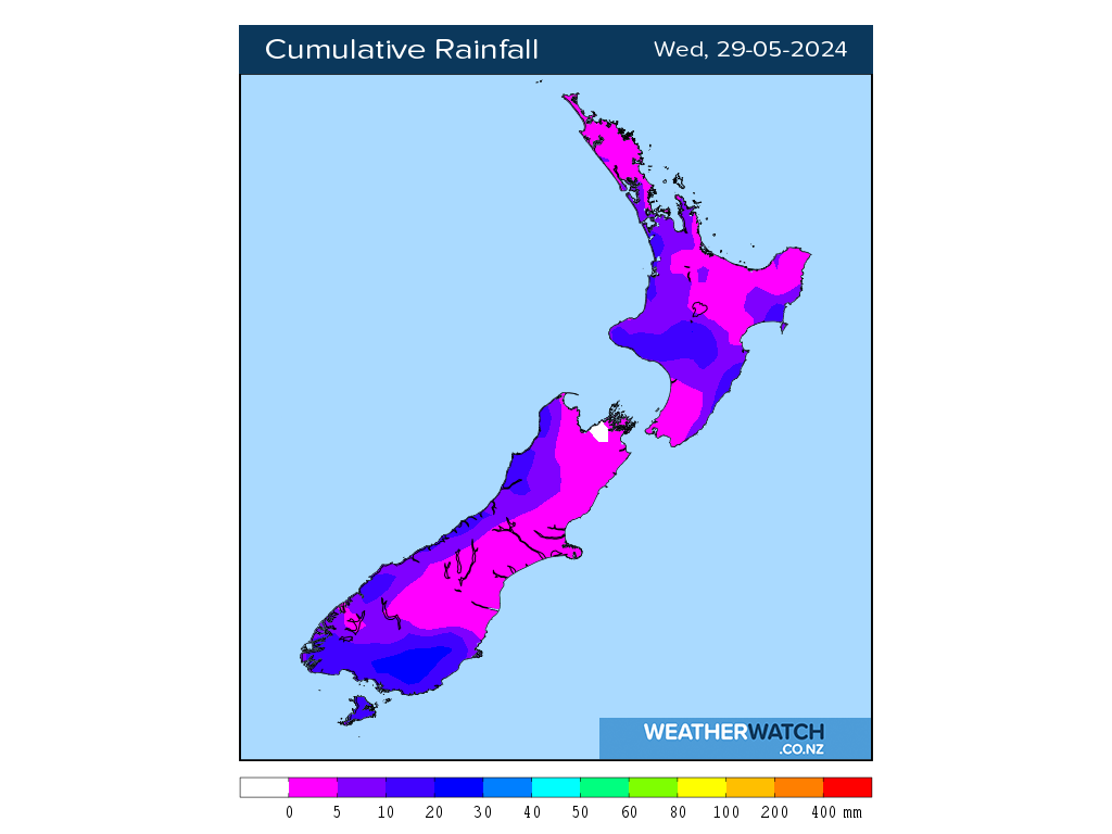 Cumulative rainfall for 6:01am on Wed 29 May 2024