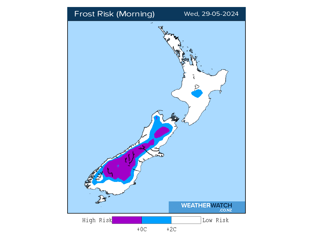 Frost risk for 12:01am on Wed 29 May 2024