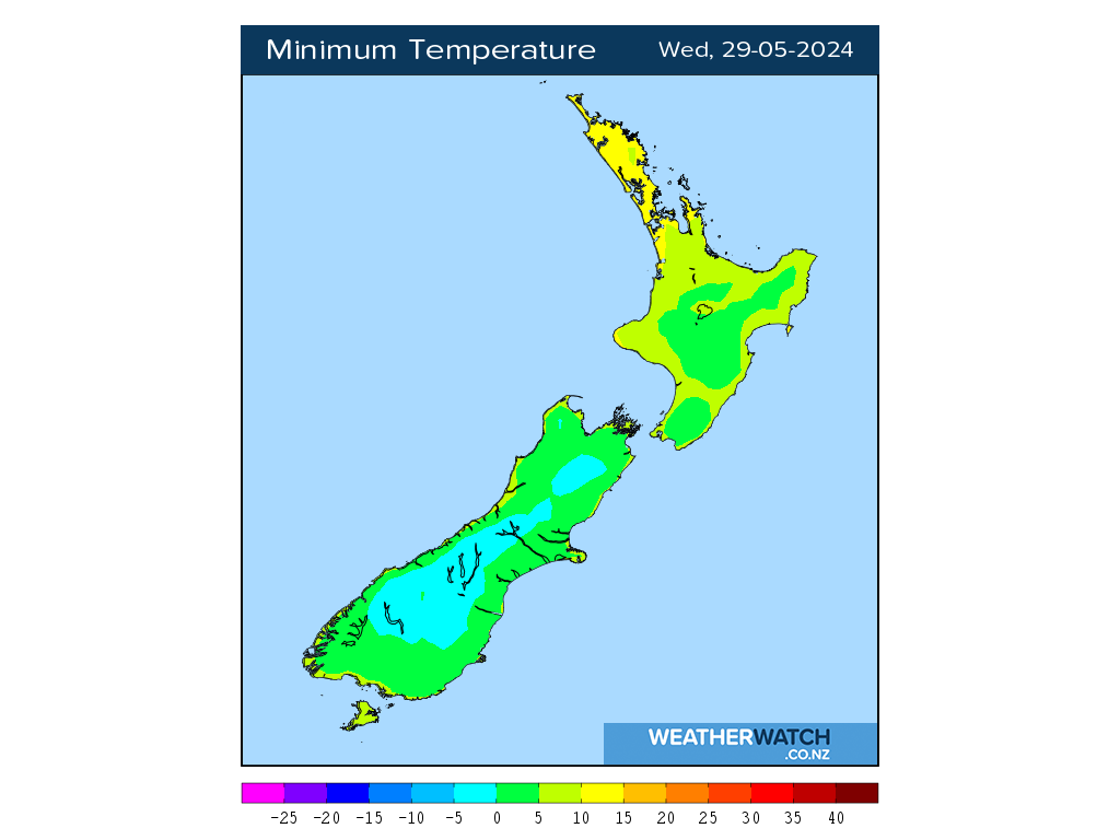 Minimum temperature for 12:01am on Wed 29 May 2024